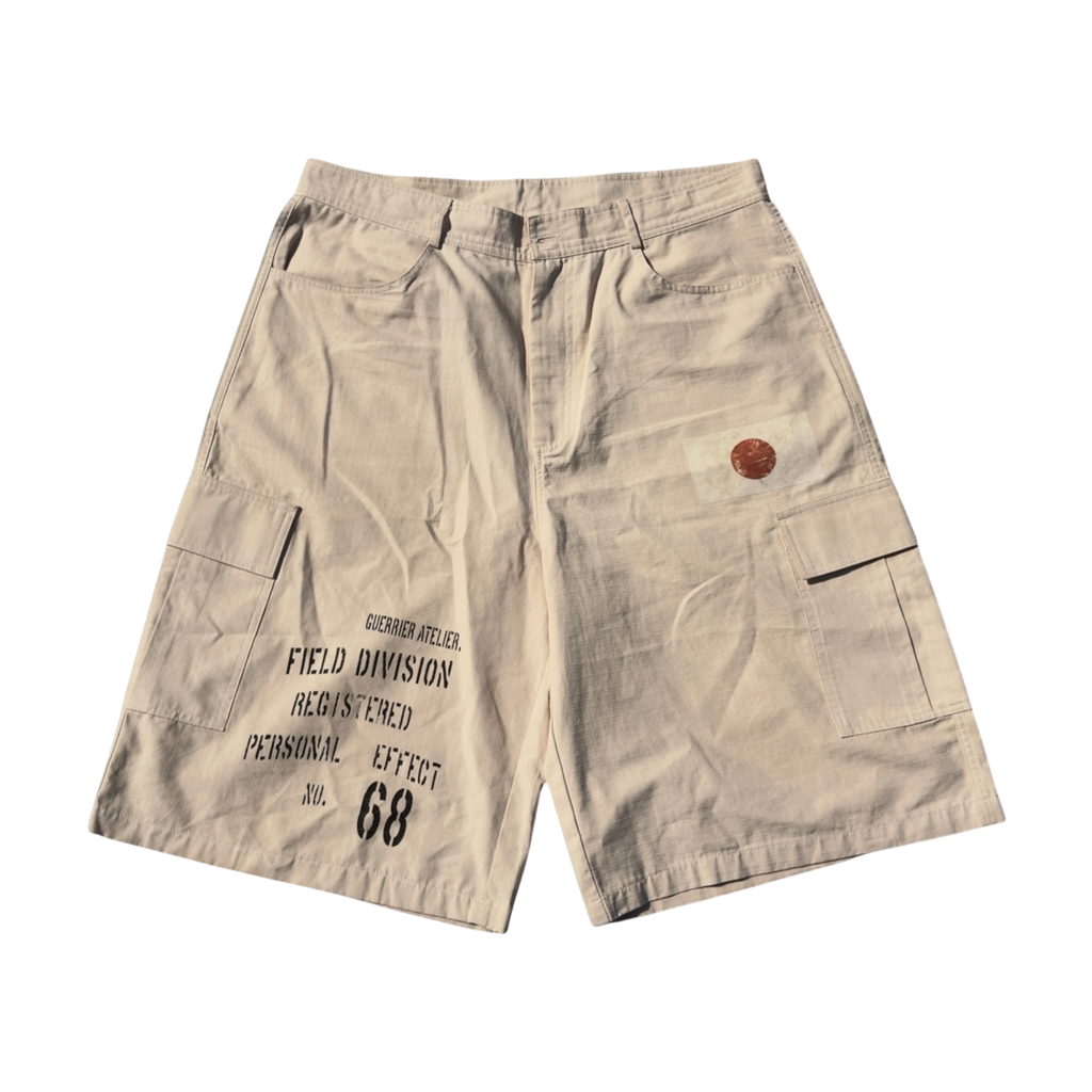 "68" beige shorts