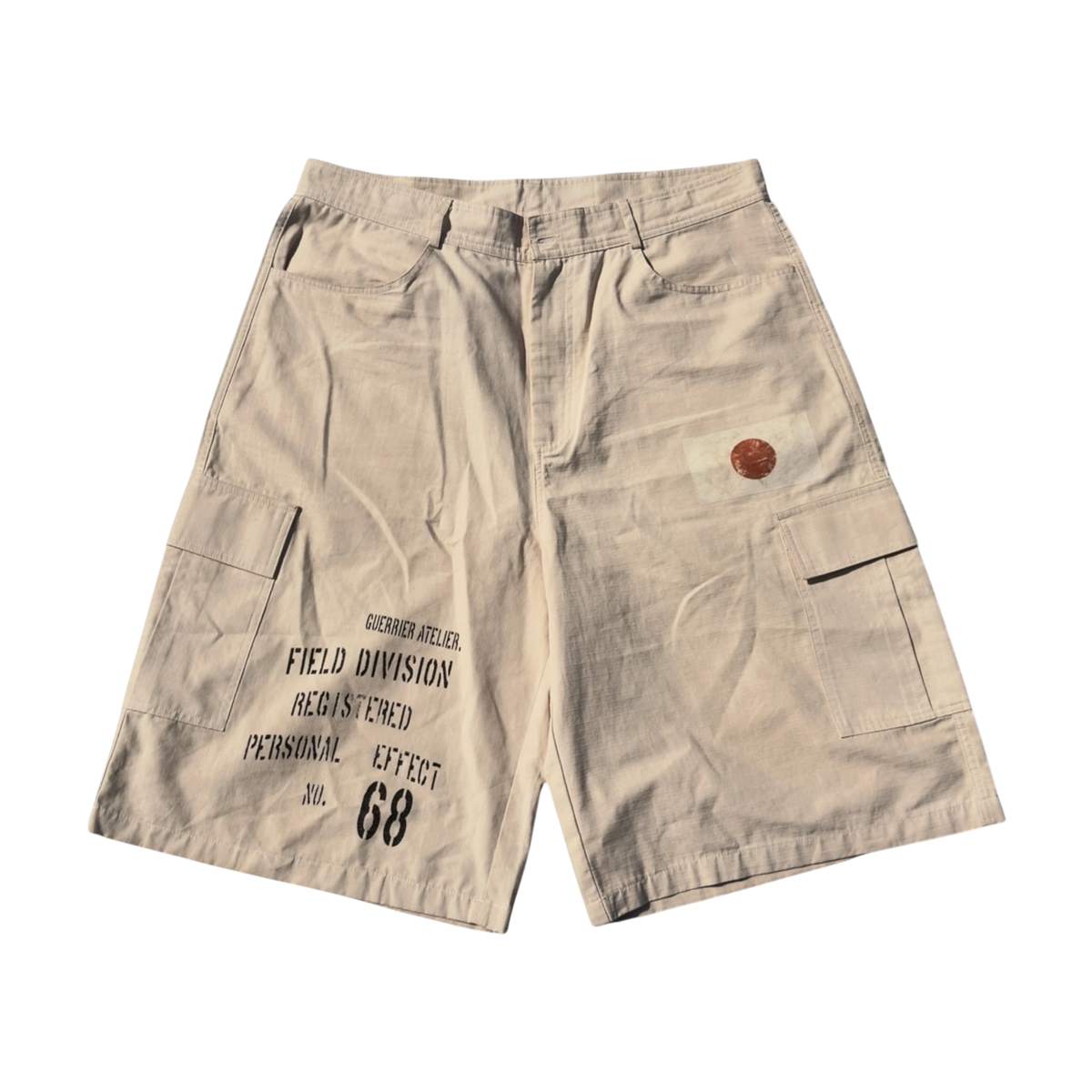 "68" beige shorts