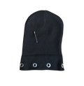 "Grommet" Black Beanie