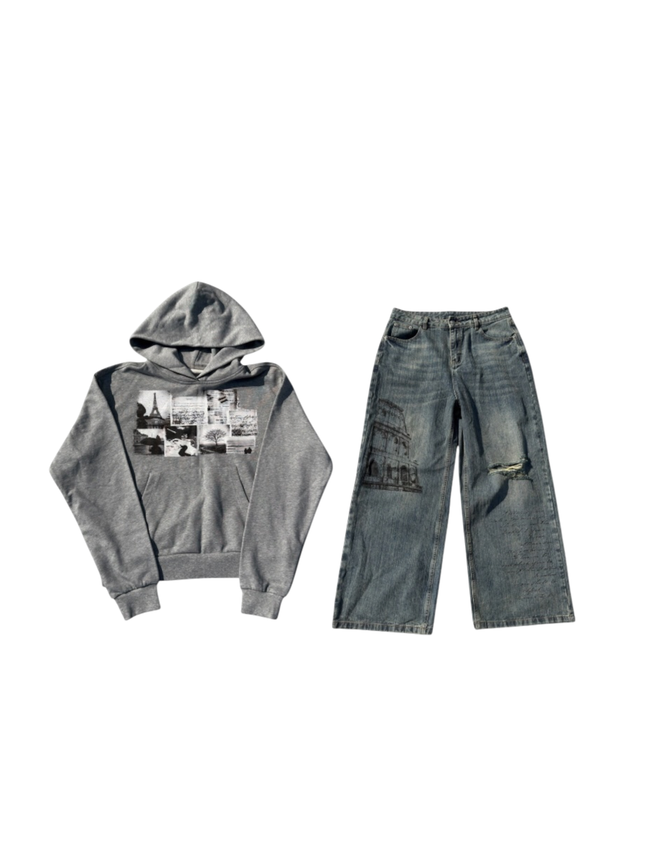 “Melange” Hoodie and "Colosseum" Denim Bundle